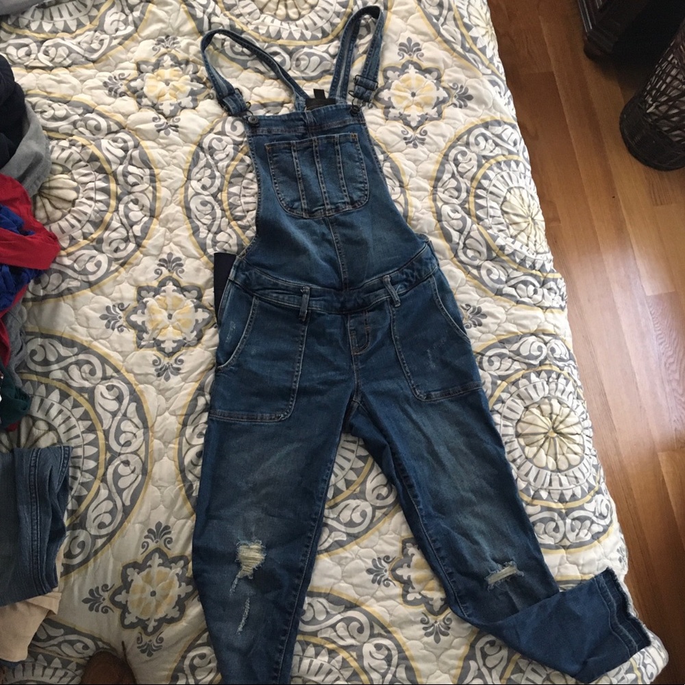 indigo blue maternity overalls